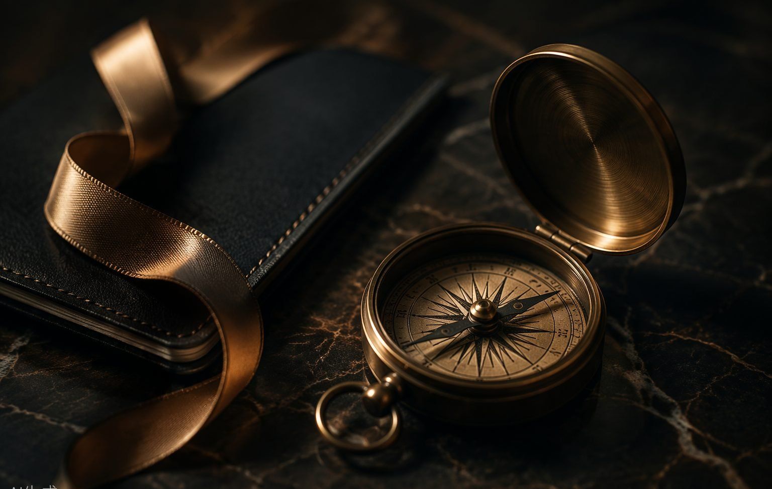 Brass compass on dark marble — Liliav cosmetic surgery concierge bridging patients across borders